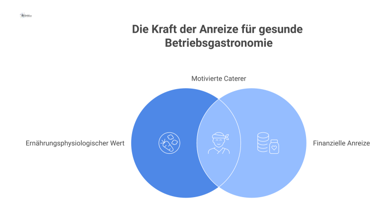 Betriebsgastronomie mit finanziellem Anreiz Infografik, die zeigt, wie eine höhere finanzielle Unterstützung durch das Unternehmen zu ernährungsphysiologisch wertvolleren Gerichten beim Caterer führt.