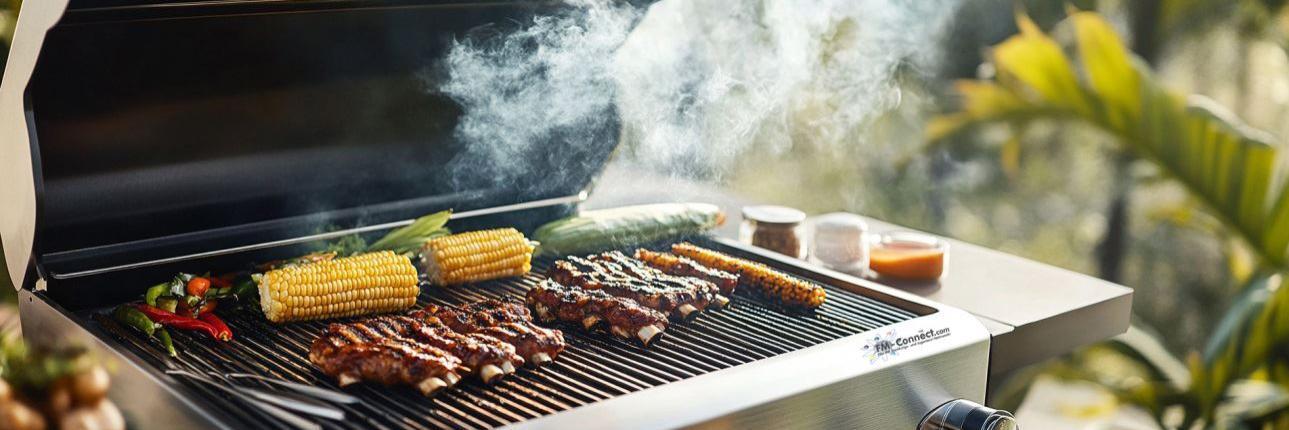 Grillstation im Außenbereich der Betriebsgastronomie